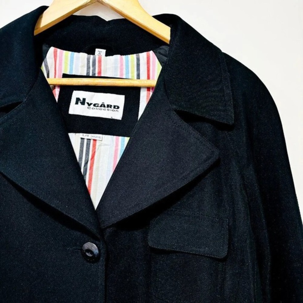 NYGARD‎ COLLECTION Black Button Front Belted Trench Coat Large - Picture 5 of 12